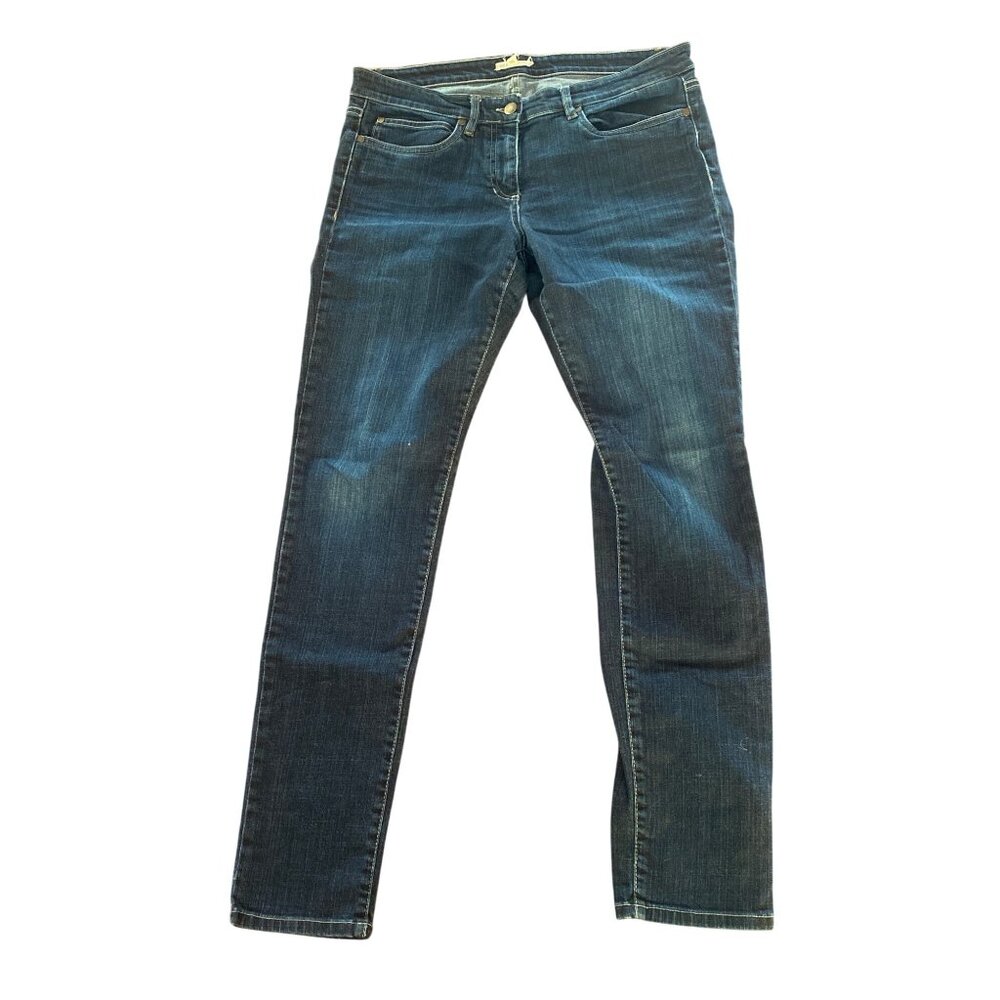 Eileen Fisher Jean Women's 12 Ankle Medium Wash 9" Rise Organic Cotton Blend